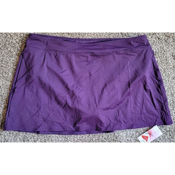 SWIM SKIRT w/ Brief 18 XL Purple 15.5" Solid Lands End Modest UPF 50 S424 - Picture 2 of 8